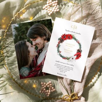 Small Simple Classic Christmas Monogram Photo Wedding Front View