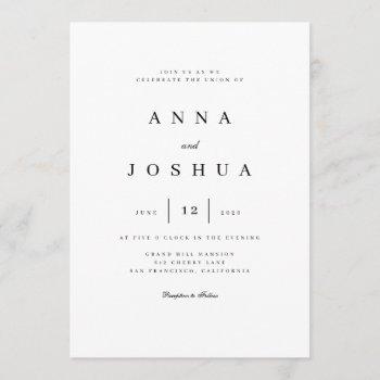 simple & classy wedding invitation