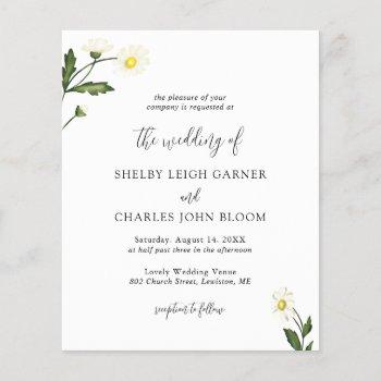 simple daisy floral budget wedding invitation
