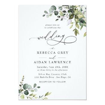 Small Simple Dusty Blue Eucalyptus Greenery Wedding Front View