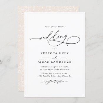 simple elegant calligraphy script wedding invitation