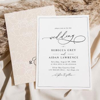 Small Simple Elegant Calligraphy Script Wedding Front View