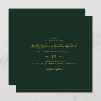 simple elegant christmas | green square wedding invitation