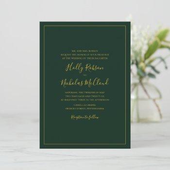 simple elegant christmas green wedding invitation