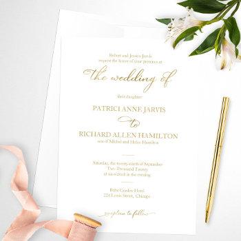 Small Simple Elegant Gold Foil Script Classic Wedding Front View