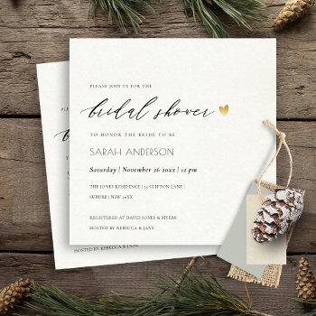 simple elegant gold kraft typography bridal shower invitation