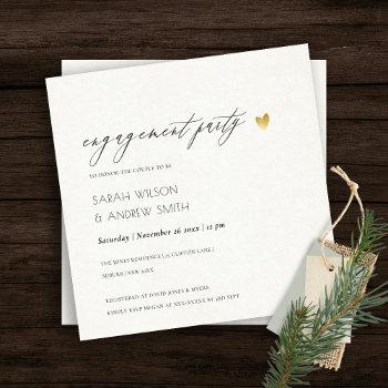 simple elegant gold kraft typography engagement invitation