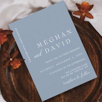 simple elegant minimal modern dusty blue wedding i invitation