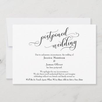 simple elegant postponed wedding announcement card