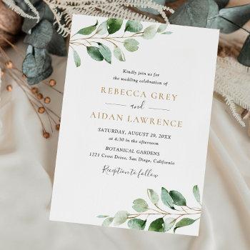 Small Simple Eucalyptus Greenery Gold Wedding Front View