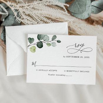 Small Simple Eucalyptus Leaves Greenery Wedding Rsvp Front View