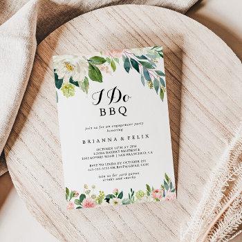 simple floral green i do bbq engagement party invitation
