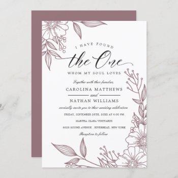 simple floral i have found the one | mauve wedding invitation
