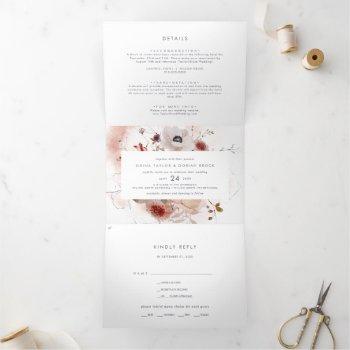 Small Simple Floral Photo Wedding All In One Tri-fold Front View