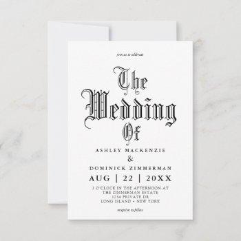 Small Simple Gothic Vampire Calligraphy Wedding Front View