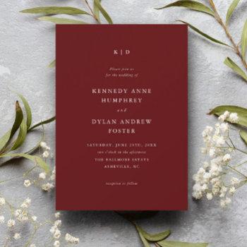 simple maroon elegant wedding invitation