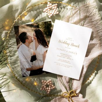 simple minimalist|gold photo wedding brunch invitation