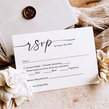 Small Simple Minimalist Handwritten Script Wedding Rsvp Front View