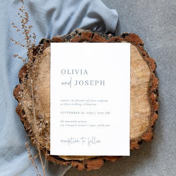 simple modern and minimalist | dusty blue wedding invitation