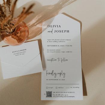 simple modern and minimalist | wedding qr code all in one invitation