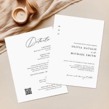 simple modern elegant all in one qr code wedding invitation