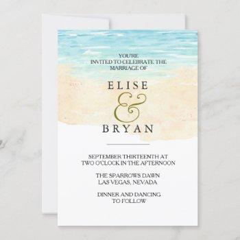 Small Simple Modern Watercolor Beach Wedding Front View