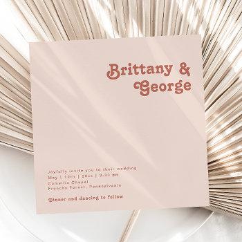simple retro vibes | blush pink square wedding invitation