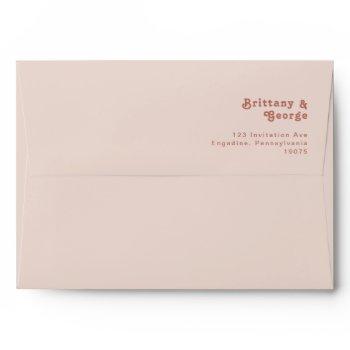 simple retro vibes | blush pink wedding invitation envelope