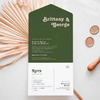 simple retro vibes | olive green seal and send all in one invitation