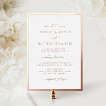 simple rose gold wedding foil invitation