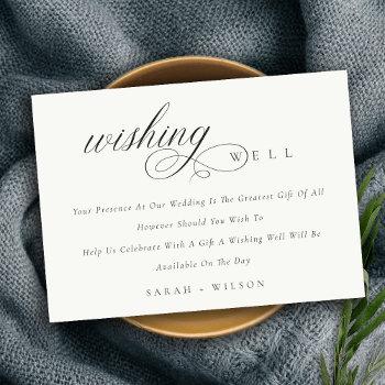 simple script black & white wedding wishing well enclosure card