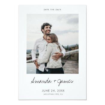 Small Simple Stylish Modern Photo Wedding Save The Date Front View