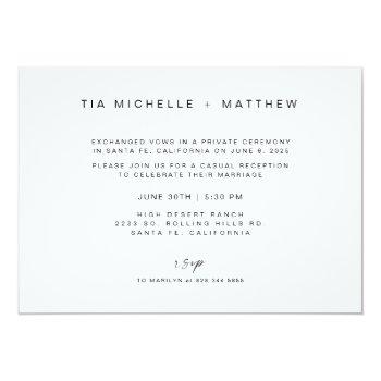 Small Simple We Did It Wedding Reception Photo Invite Back View