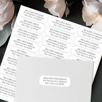 Small Simple Wedding Guests Address Labels 27 Recipients Front View