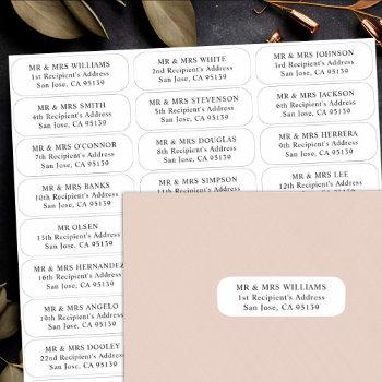 Small Simple Wedding Guests Address Labels 27 Recipients Front View