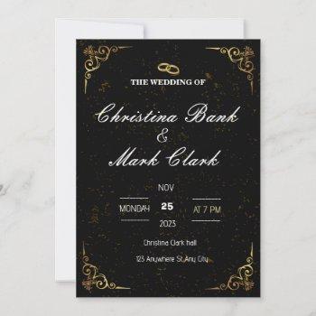 simple wedding invitation golden