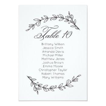Small Simple Wedding Seating Chart Floral. Table Plan 10 Front View
