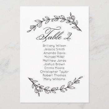 Small Simple Wedding Seating Chart Floral. Table Plan 2 Front View