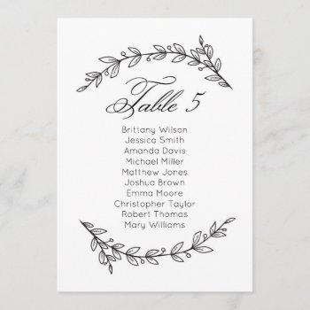 Small Simple Wedding Seating Chart Floral. Table Plan 5 Front View