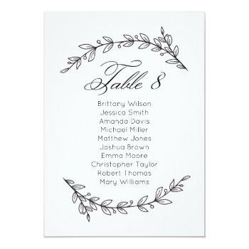 Small Simple Wedding Seating Chart Floral. Table Plan 8 Front View