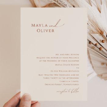 simple whimsical desert beige traditional wedding invitation