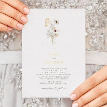 simple whimsical wildflower | gold foil invitation