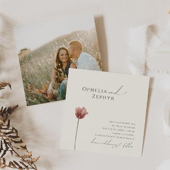 simple wildflower | beige photo square wedding invitation