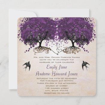 Small Simply Peachy Purple Vintage Heart Leaf Tree Front View