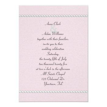 Small Single Pink Pearl In Seashell Wedding Invite Back View
