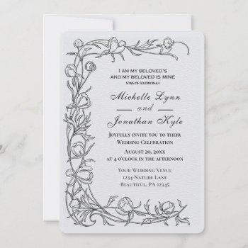 sketched flowers all in one christian wedding invitation