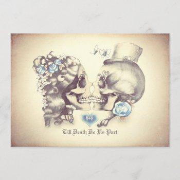 skull couple day of the dead wedding invitations