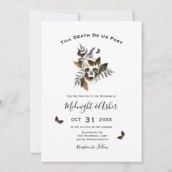 skull till death do us part wedding invitation