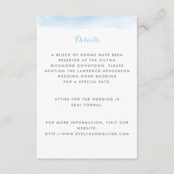 sky blue watercolor dip wedding enclosure card