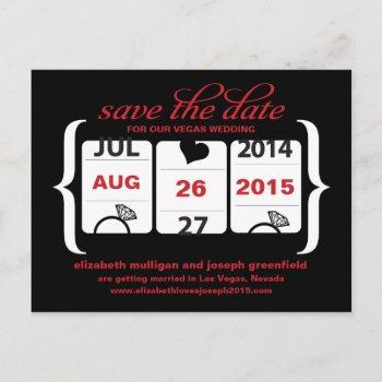 Small Slot Machine Save The Date - Wedding Announcement Post Front View